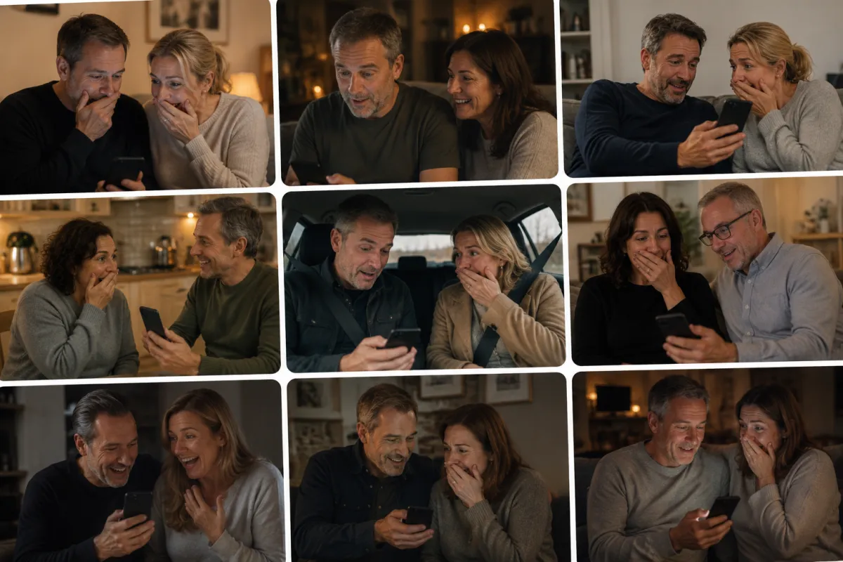 Collage: coppie ascoltano per la prima volta la loro canzone personalizzata e sono felici